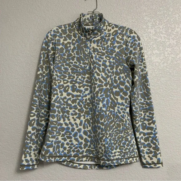 J McLaughlin Shirt Top Womens S Catalina Cloth Leopard Print Golf Tennis 1/4 Zip - Picture 2 of 16